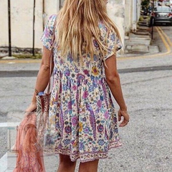 Paisley Mini Boho Dress - Picture 3 of 8
